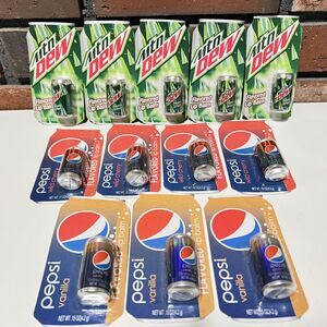 12 Mountain Dew Pepsi Vanilla Wild Cherry Flavored Lip Balms Soda Cans 2010